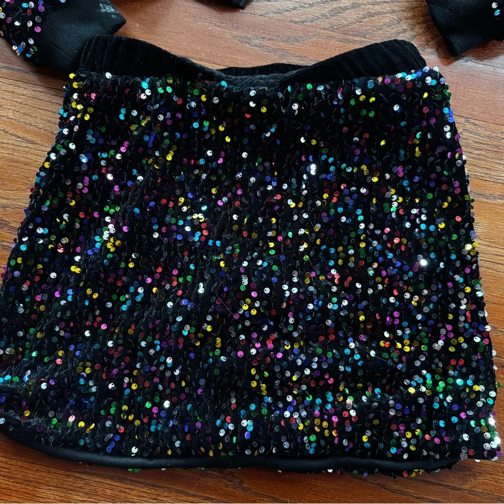 Rainbow Sequin Kids Dance jacket and skort - Picture 2 of 8